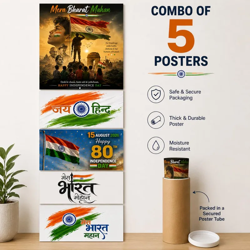 80th Independence Day 2026 Poster Combo – A3, Pack of 5 – image 4