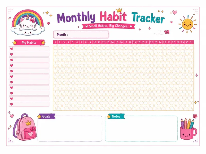 Monthly Habit Tracker – A4, 12 Undated Sheets