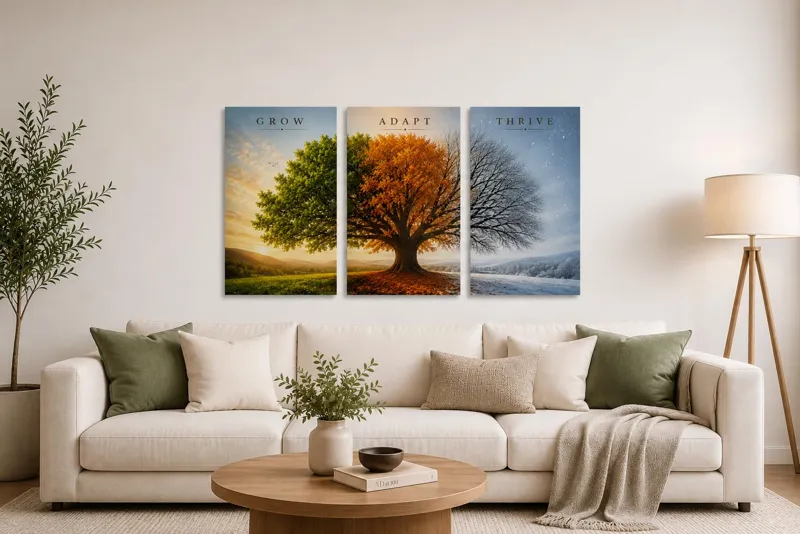 Seasonal Tree Wall Art – Set of 3 A3 (Grow, Adapt, Thrive)