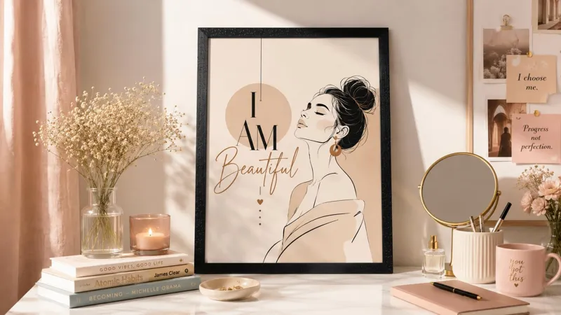 I Am Beautiful – Self Love Quote Wall Art Print (12x18)