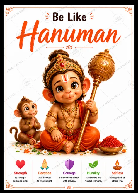 Be Like Hanuman – A3 Kids Devotional Learning Poster