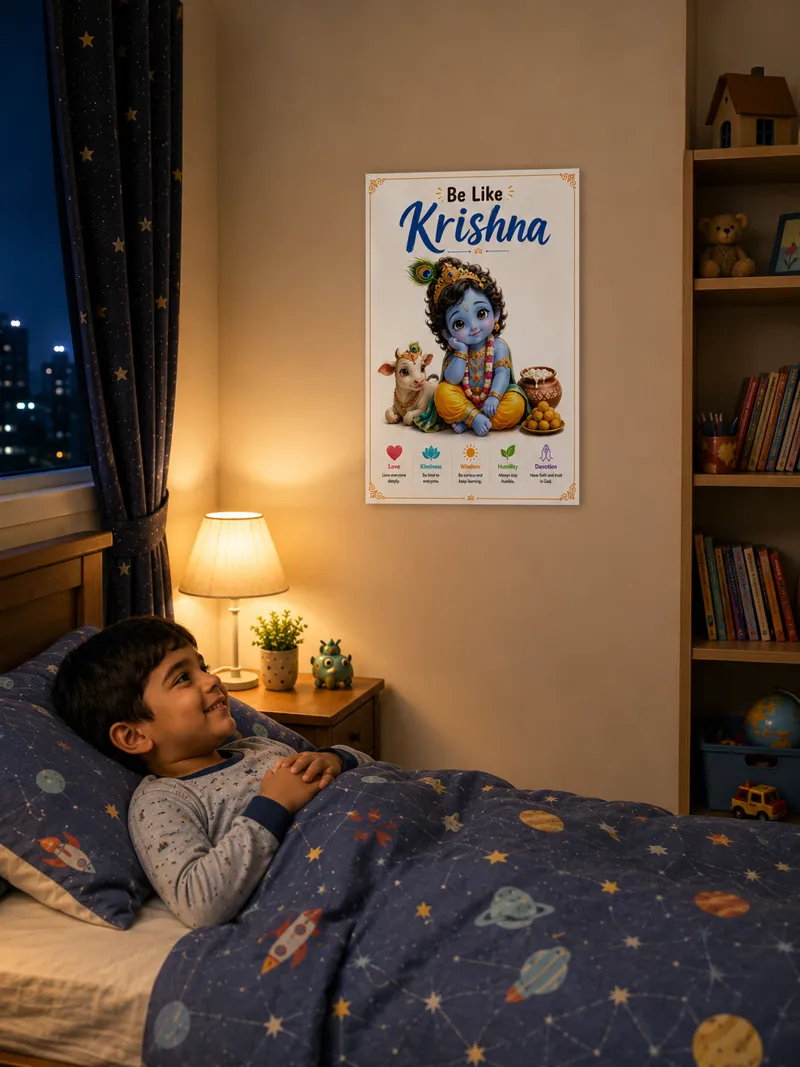Be Like Krishna – Bala Krishna A3 Glossy Wall Poster – image 2