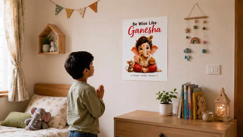 Be Wise Like Ganesha – A4 Kids Room Wall Poster – image 2