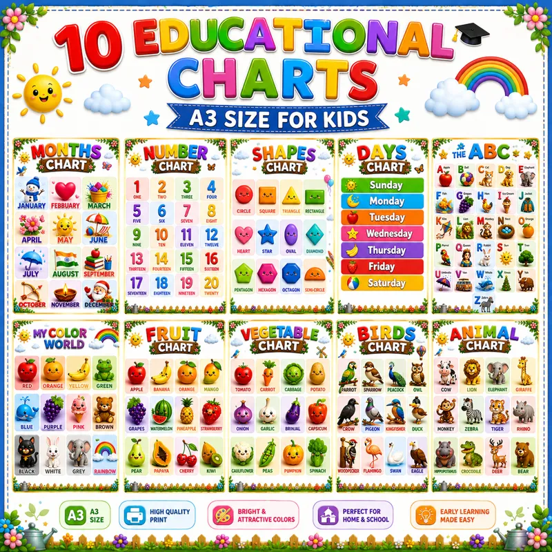 My First Learning Charts – Set of 10 A3 Educational Posters